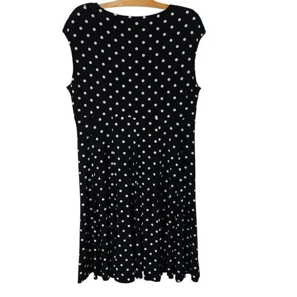 Lauren Ralph Lauren | Dress Black White Polka Dot Stretch- Size 18W - Picture 8 of 8